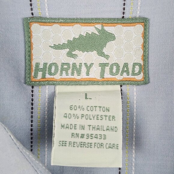 Horny Toad Toad & Co Shirt Mens Large Blue Stripe S/S Button Up - Picture 3 of 7